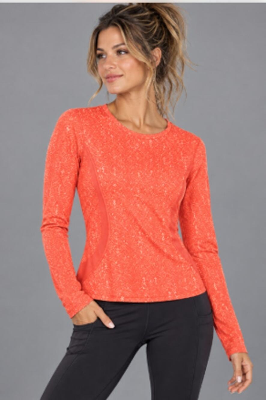 Tek Gear Women's Long Sleeve Athletic Workout Top Coral Size Medium